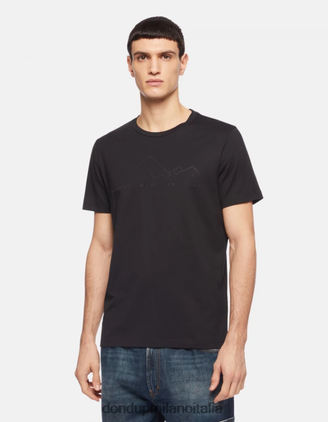 DONDUP hombres camiseta de punto regular fit vestir negro AZX2Z0810