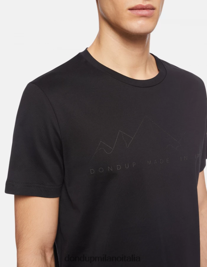 DONDUP hombres camiseta de punto regular fit vestir negro AZX2Z0810