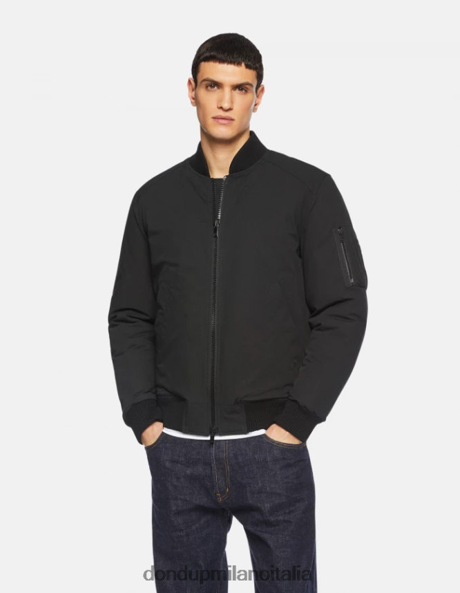 DONDUP hombres cazadora bomber regular fit de tejido técnico vestir negro AZX2Z0906