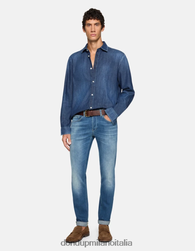 DONDUP hombres jeans ajustados george en denim elástico vestir azul AZX2Z0563