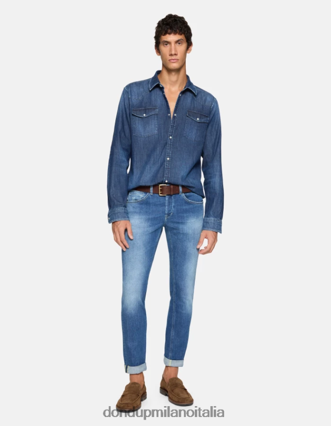 DONDUP hombres jeans ajustados george en denim elástico vestir azul AZX2Z0573