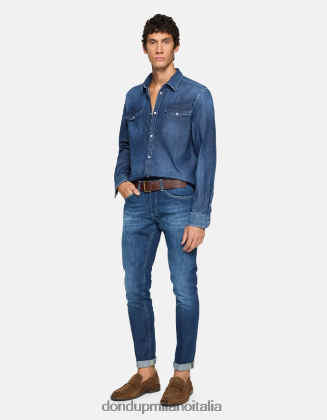 DONDUP hombres jeans ajustados george en denim elástico vestir azul AZX2Z0575