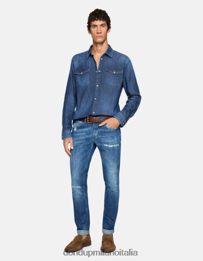 DONDUP hombres jeans ajustados george en denim elástico vestir azul AZX2Z0592