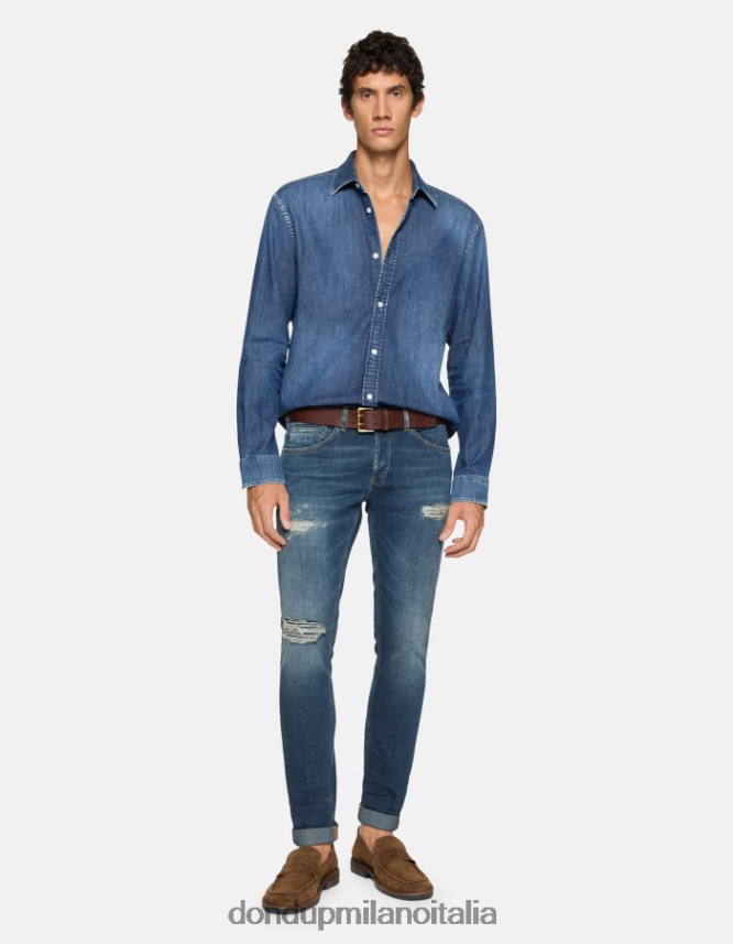 DONDUP hombres jeans ajustados george en denim elástico vestir azul AZX2Z0594