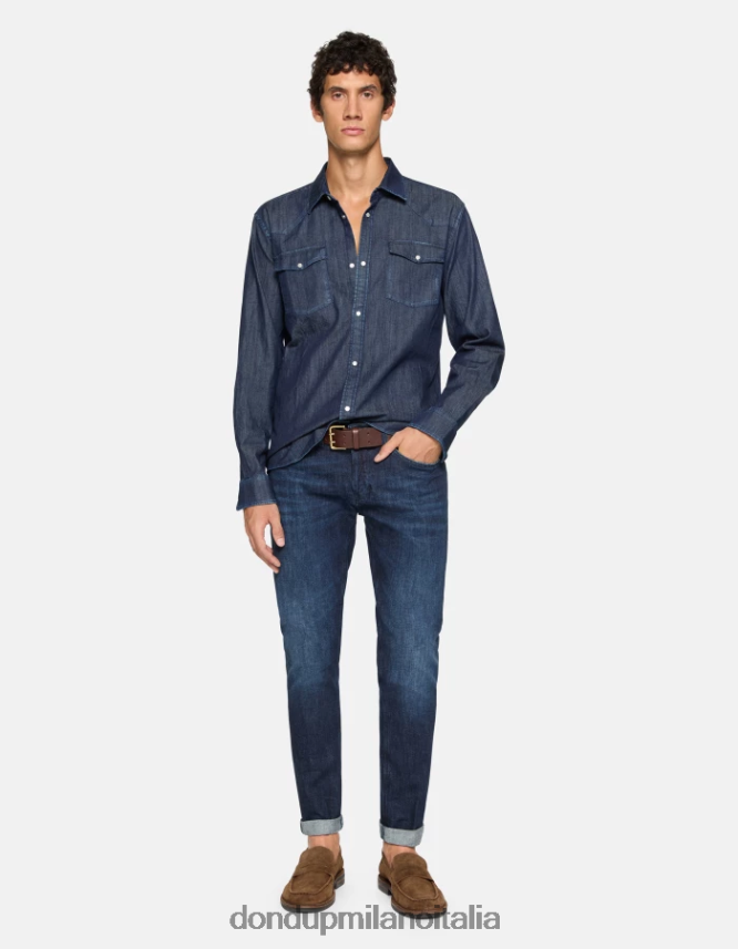 DONDUP hombres jeans ajustados george en denim elástico vestir azul AZX2Z0606