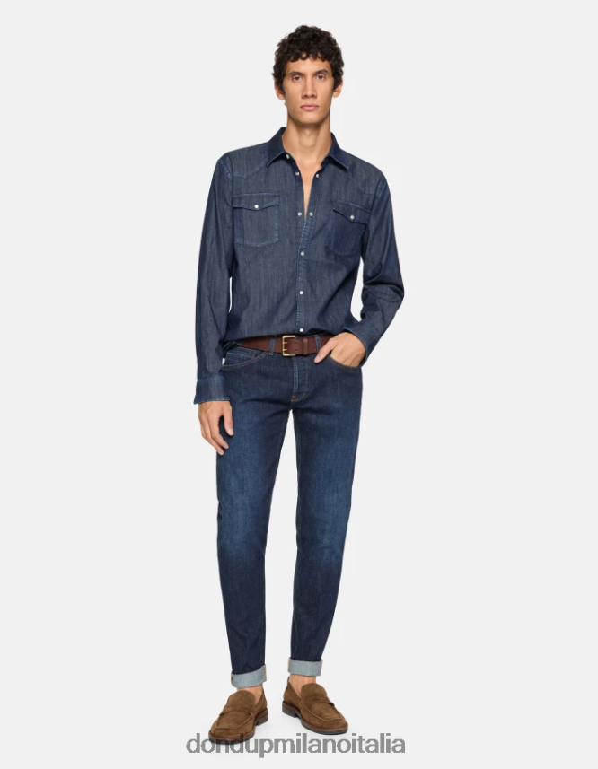 DONDUP hombres jeans ajustados george en denim elástico vestir azul AZX2Z0609