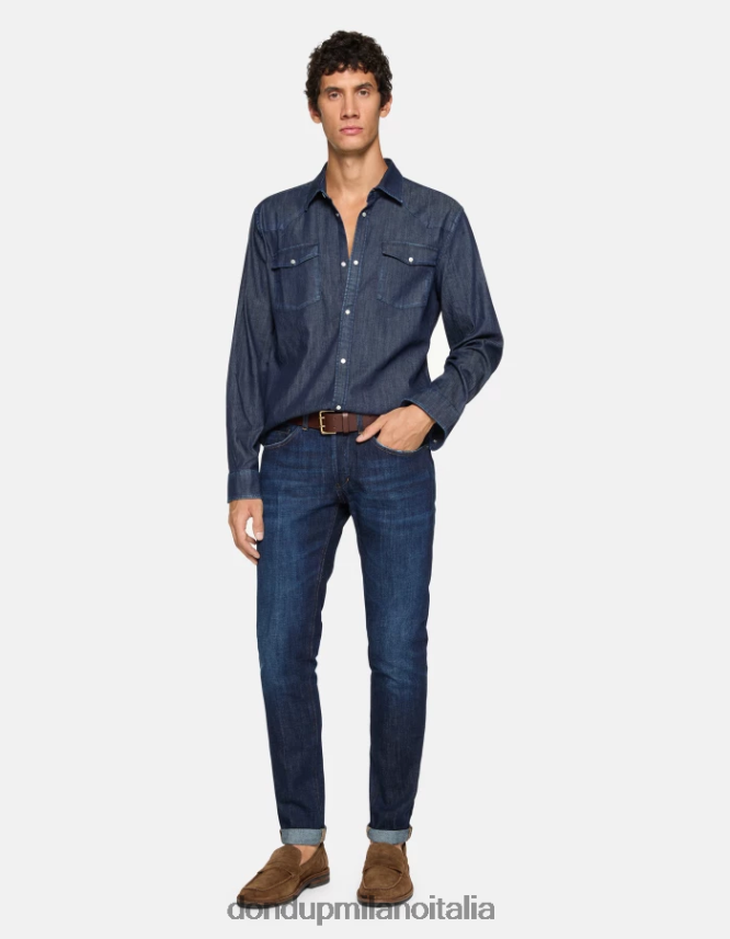 DONDUP hombres jeans ajustados george en denim elástico vestir azul AZX2Z0615