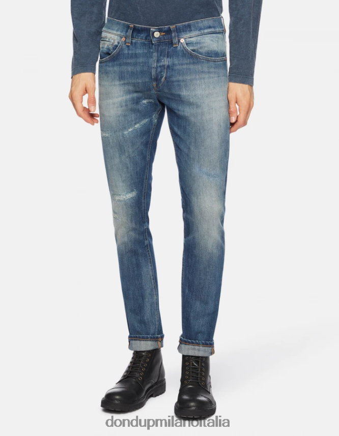 DONDUP hombres jeans ajustados george en denim elástico vestir azul AZX2Z0667