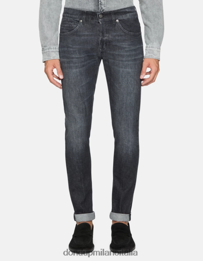 DONDUP hombres jeans ajustados george en denim elástico vestir negro AZX2Z0625