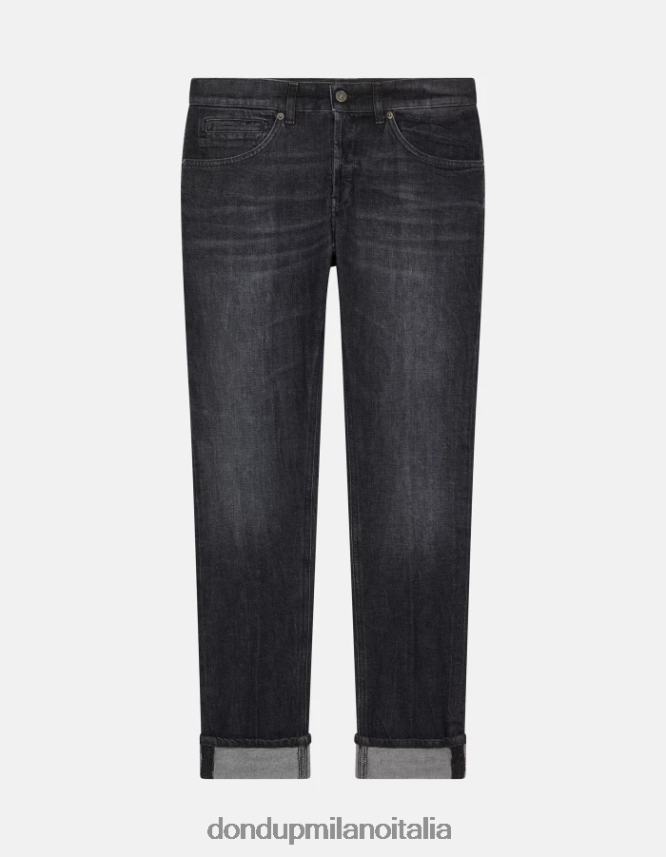 DONDUP hombres jeans ajustados george en denim elástico vestir negro AZX2Z0625