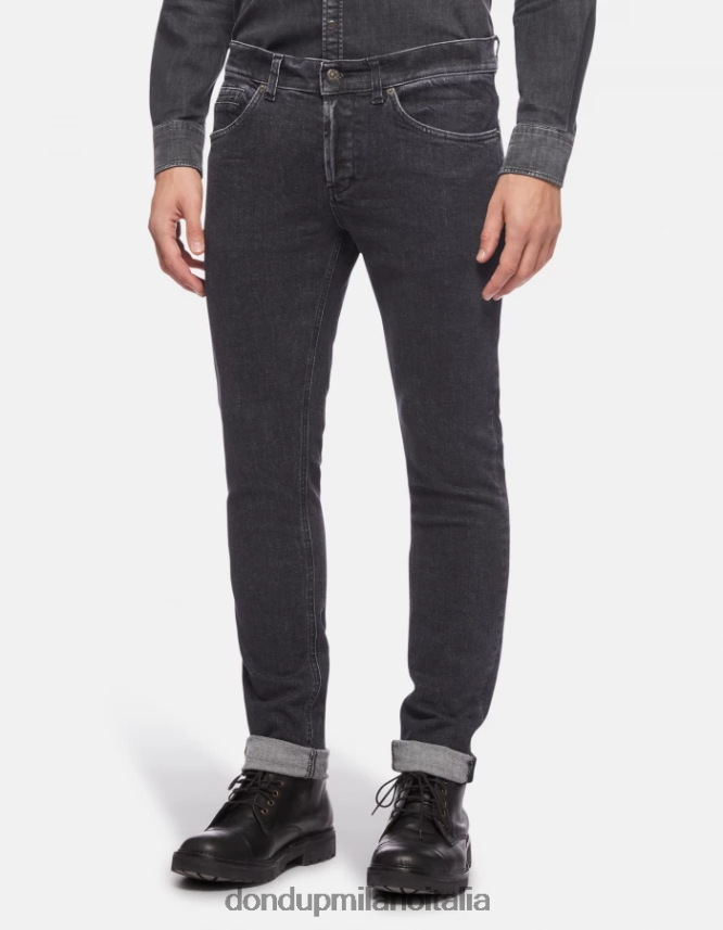 DONDUP hombres jeans ajustados george en denim elástico vestir negro AZX2Z0672