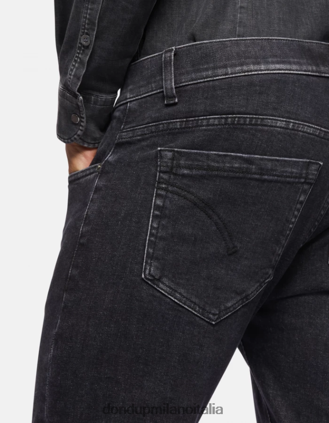 DONDUP hombres jeans ajustados george en denim elástico vestir negro AZX2Z0672