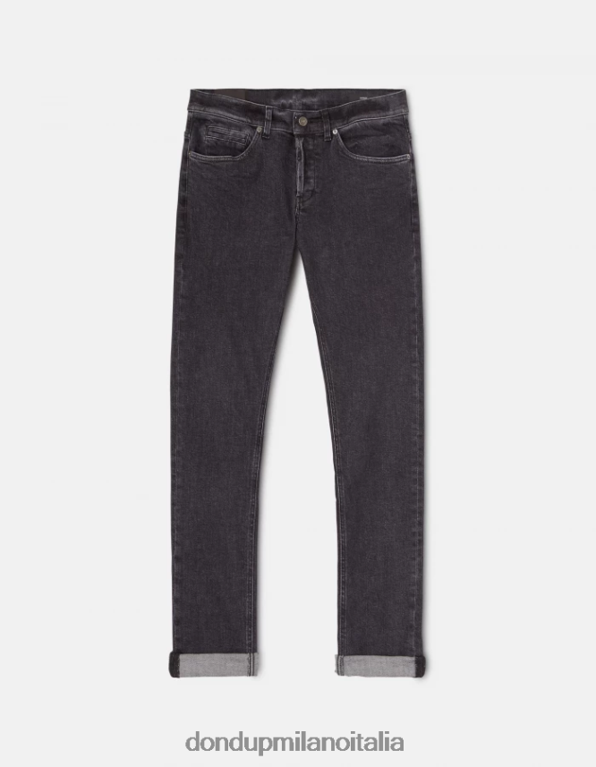 DONDUP hombres jeans ajustados george en denim elástico vestir negro AZX2Z0672