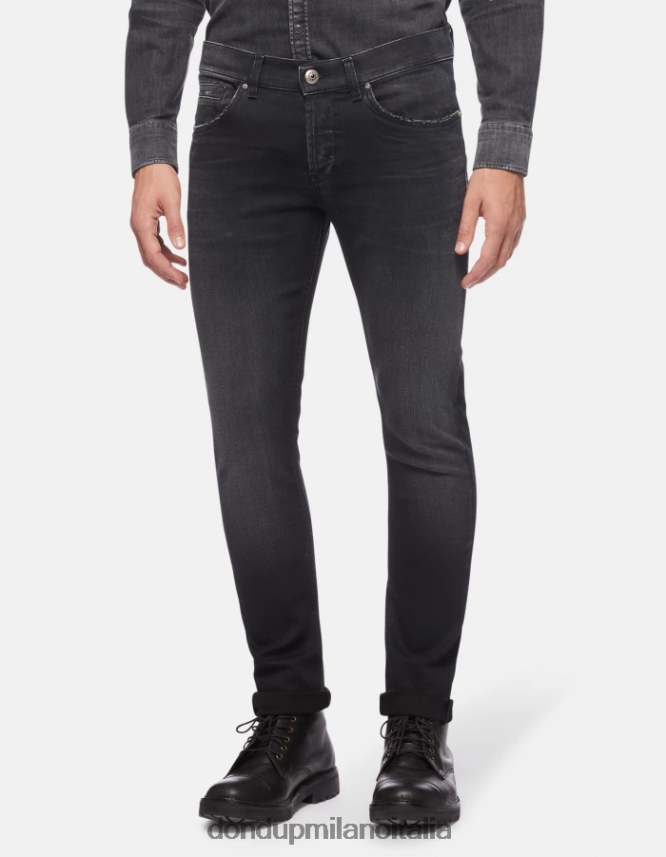 DONDUP hombres jeans ajustados george en denim elástico vestir negro AZX2Z0673