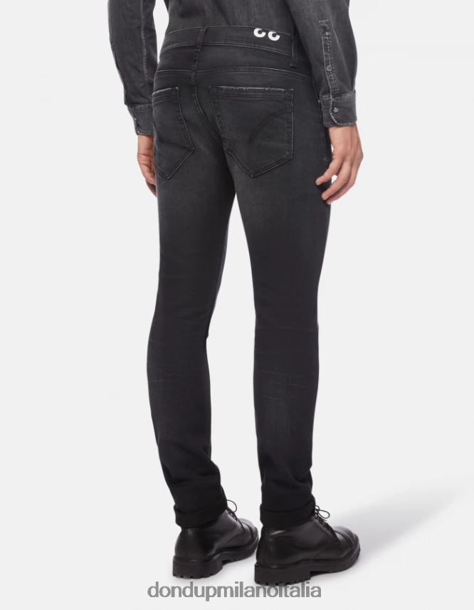 DONDUP hombres jeans ajustados george en denim elástico vestir negro AZX2Z0673