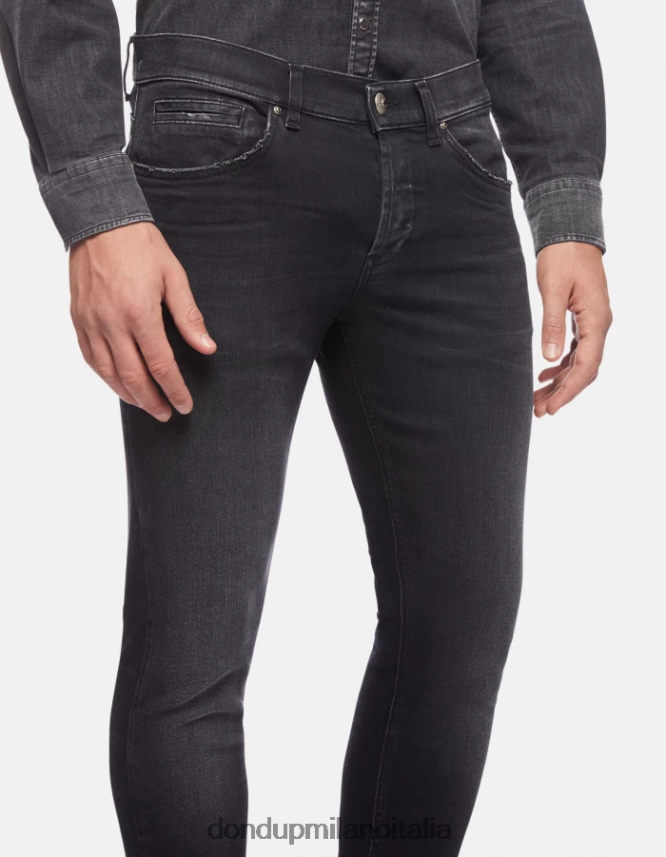 DONDUP hombres jeans ajustados george en denim elástico vestir negro AZX2Z0673