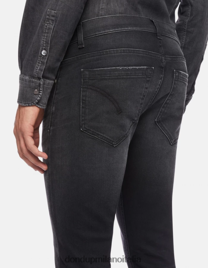 DONDUP hombres jeans ajustados george en denim elástico vestir negro AZX2Z0673