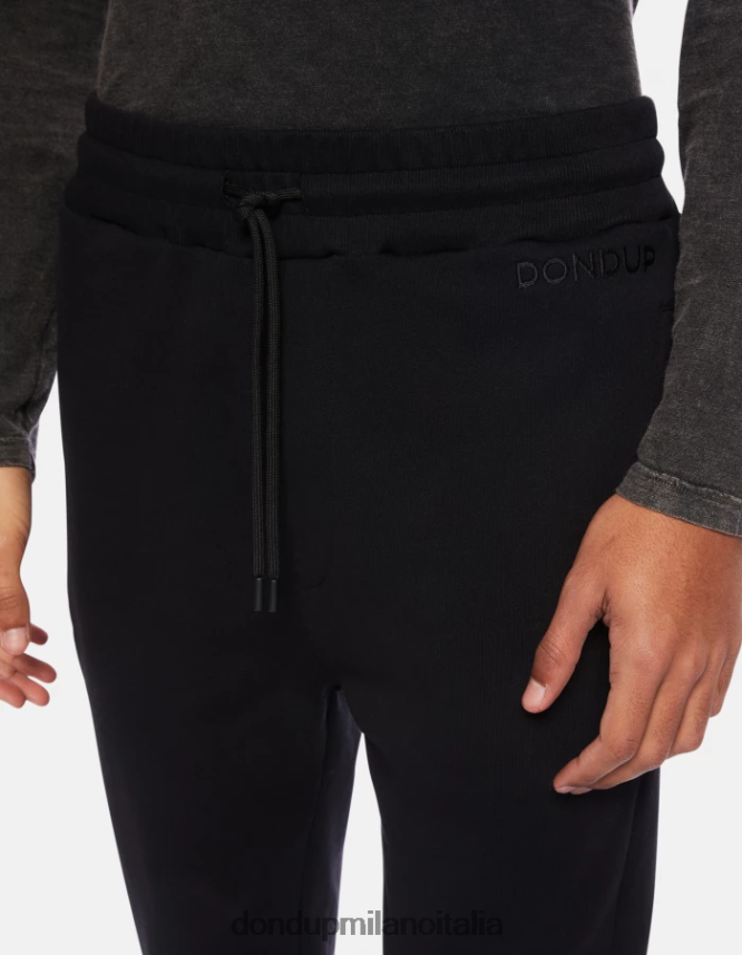 DONDUP hombres joggers regular fit de lana vestir negro AZX2Z0715