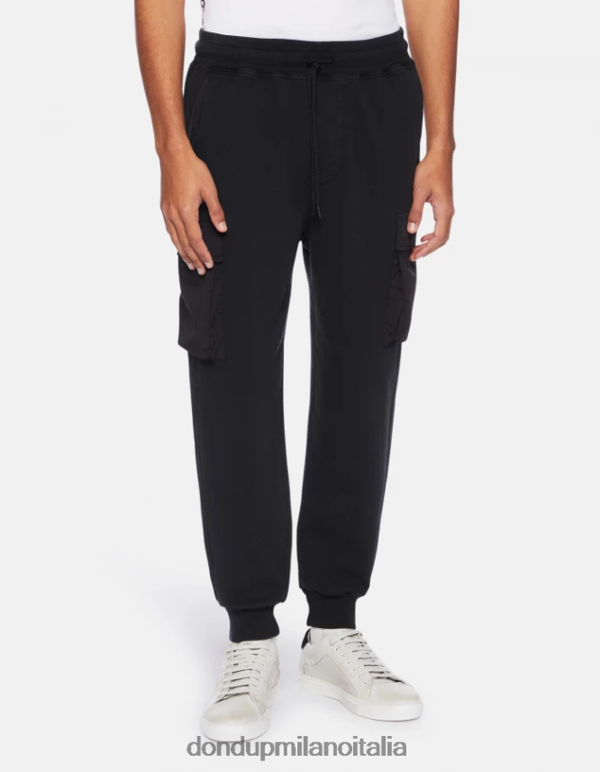 DONDUP hombres joggers regular fit de lana vestir negro AZX2Z0760