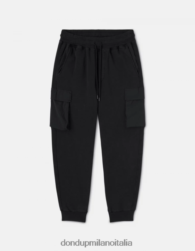 DONDUP hombres joggers regular fit de lana vestir negro AZX2Z0760