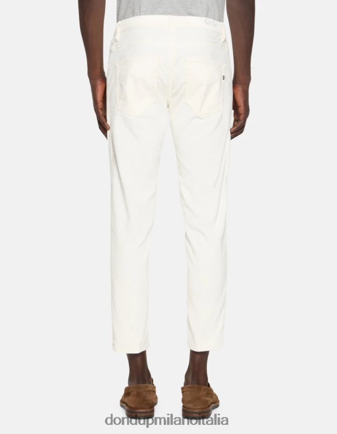 DONDUP hombres pantalones Brighton de terciopelo carrot-fit vestir alabastro AZX2Z0568