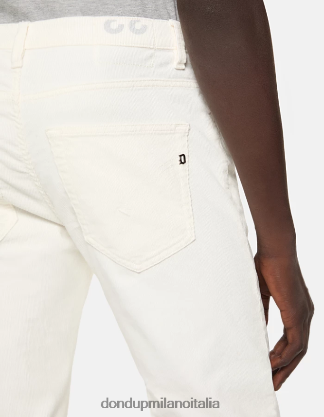 DONDUP hombres pantalones Brighton de terciopelo carrot-fit vestir alabastro AZX2Z0568