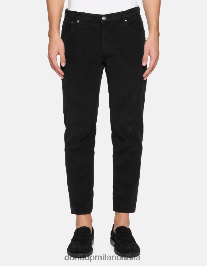 DONDUP hombres pantalones Brighton de terciopelo carrot-fit vestir negro AZX2Z0570