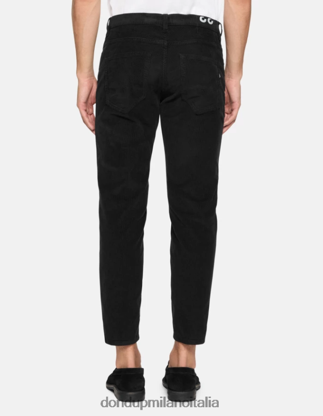 DONDUP hombres pantalones Brighton de terciopelo carrot-fit vestir negro AZX2Z0570