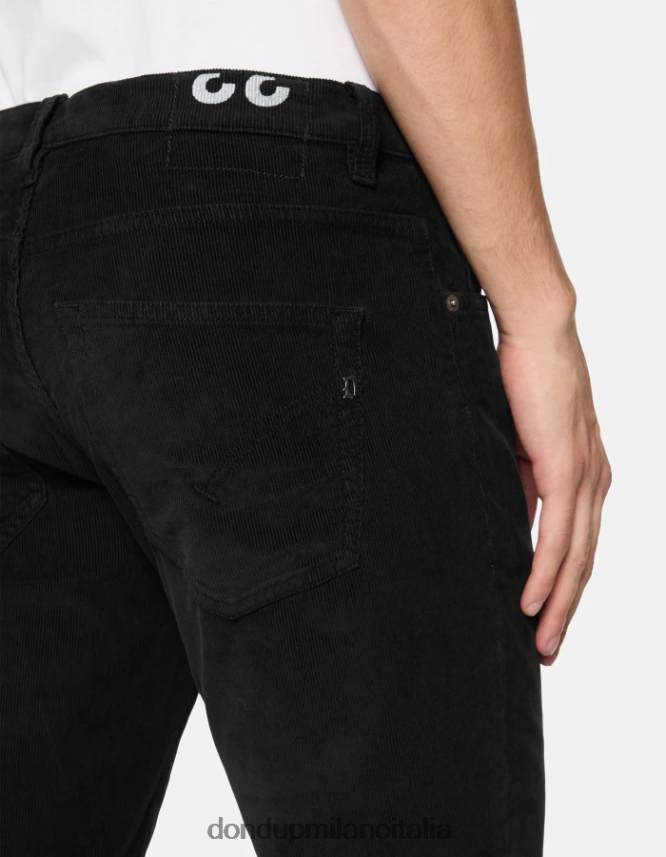 DONDUP hombres pantalones Brighton de terciopelo carrot-fit vestir negro AZX2Z0570