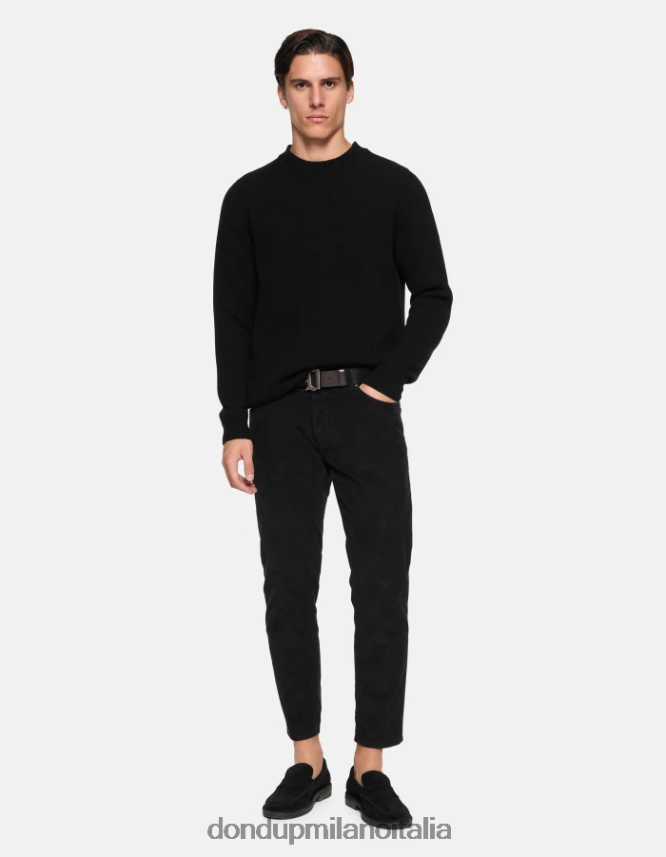 DONDUP hombres pantalones Brighton de terciopelo carrot-fit vestir negro AZX2Z0570