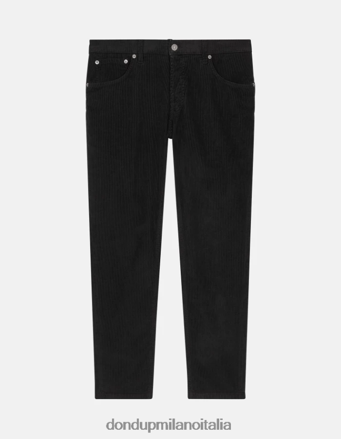 DONDUP hombres pantalones Brighton de terciopelo carrot-fit vestir negro AZX2Z0570