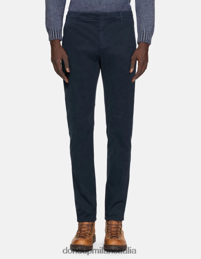 DONDUP hombres pantalones Spiritissimo de algodón regular fit vestir Azul marino AZX2Z0757