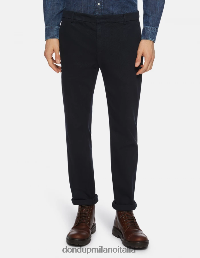 DONDUP hombres pantalones Spiritissimo de algodón regular fit vestir Azul marino AZX2Z0777