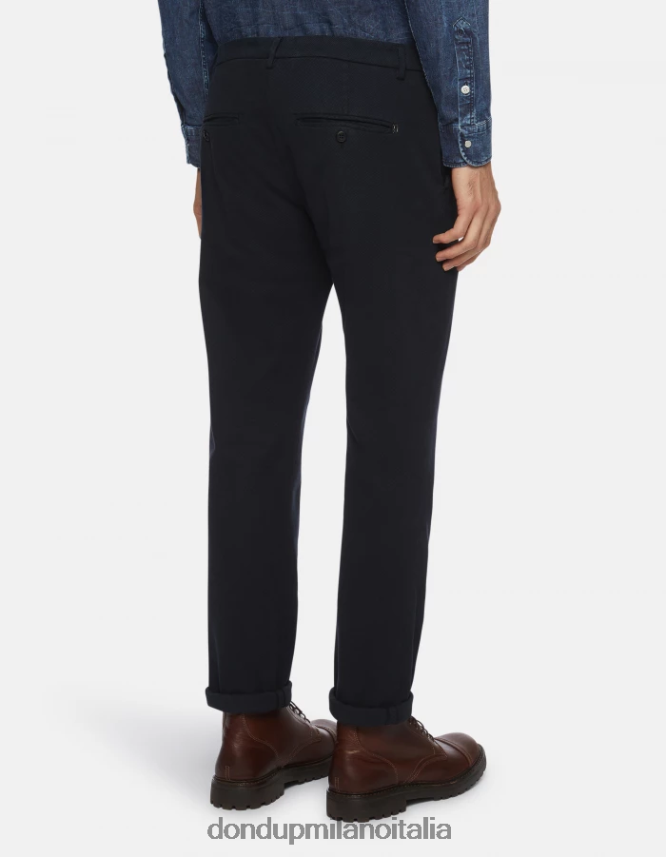 DONDUP hombres pantalones Spiritissimo de algodón regular fit vestir Azul marino AZX2Z0777