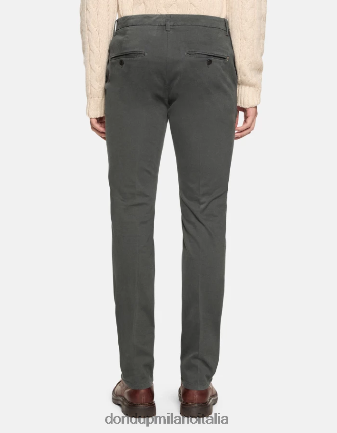 DONDUP hombres pantalones Spiritissimo de algodón regular fit vestir humo AZX2Z0758