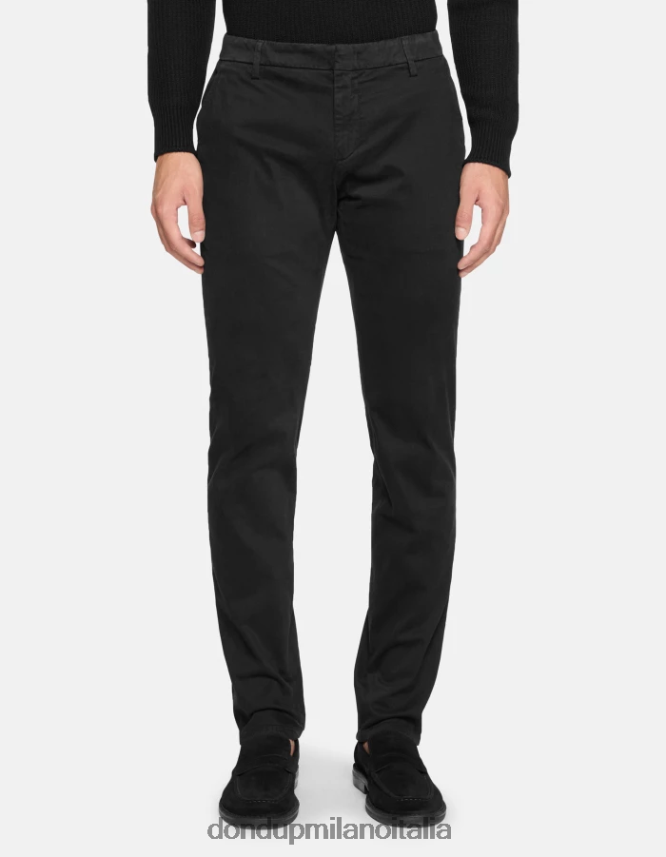 DONDUP hombres pantalones Spiritissimo de algodón regular fit vestir negro AZX2Z0755