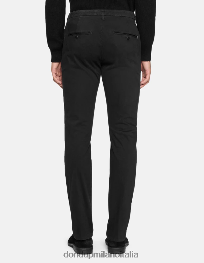 DONDUP hombres pantalones Spiritissimo de algodón regular fit vestir negro AZX2Z0755