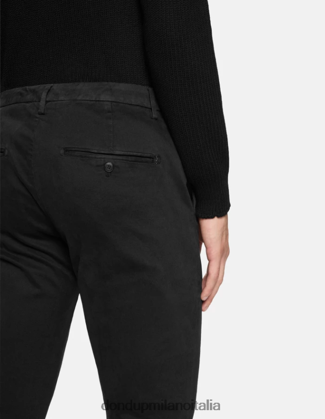 DONDUP hombres pantalones Spiritissimo de algodón regular fit vestir negro AZX2Z0755