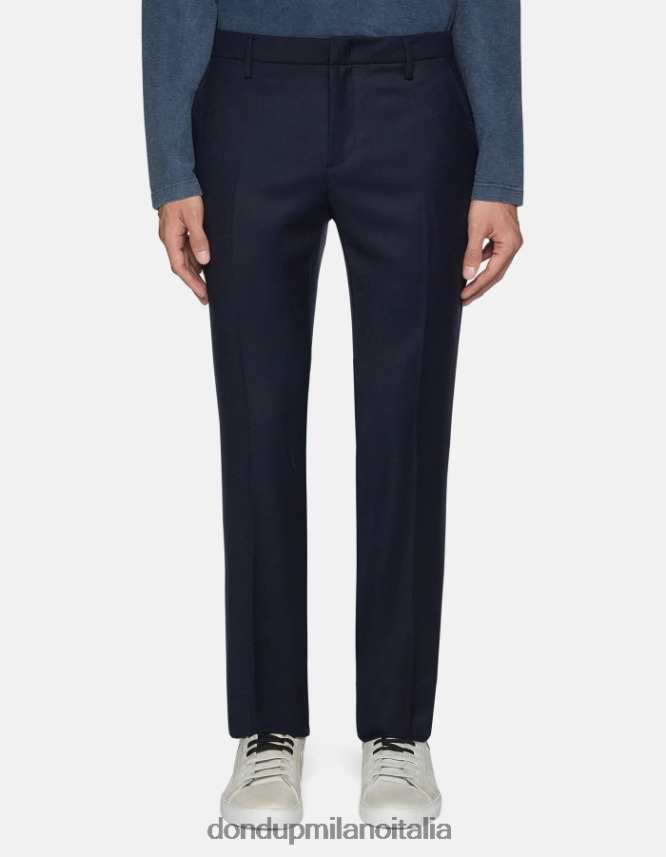 DONDUP hombres pantalones Spiritissimo de franela regular fit vestir Azul marino AZX2Z0678