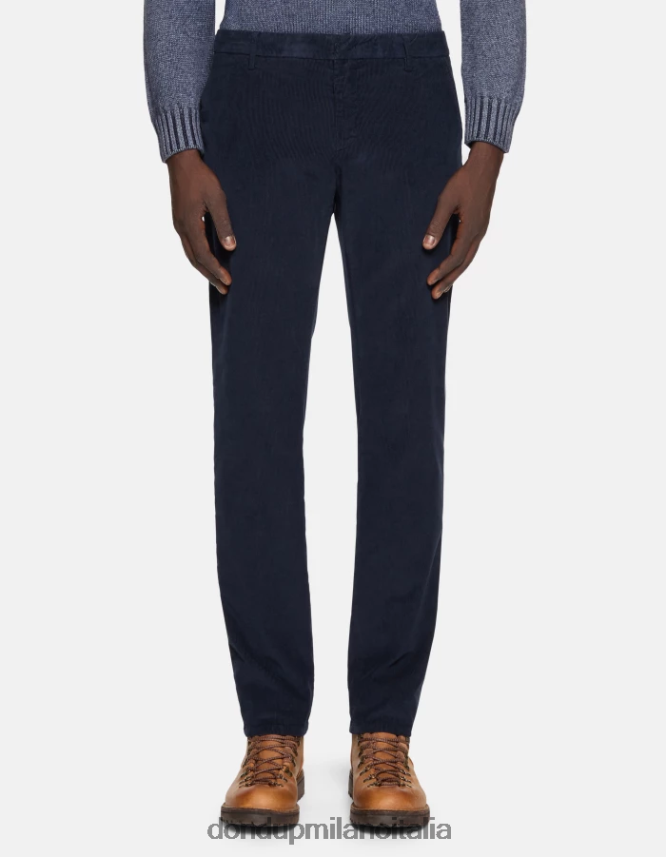 DONDUP hombres pantalones Spiritissimo de terciopelo regular fit vestir Azul marino AZX2Z0720