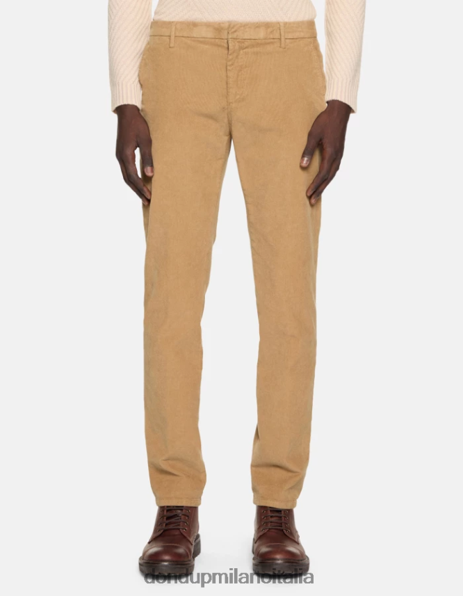 DONDUP hombres pantalones Spiritissimo de terciopelo regular fit vestir arena AZX2Z0719