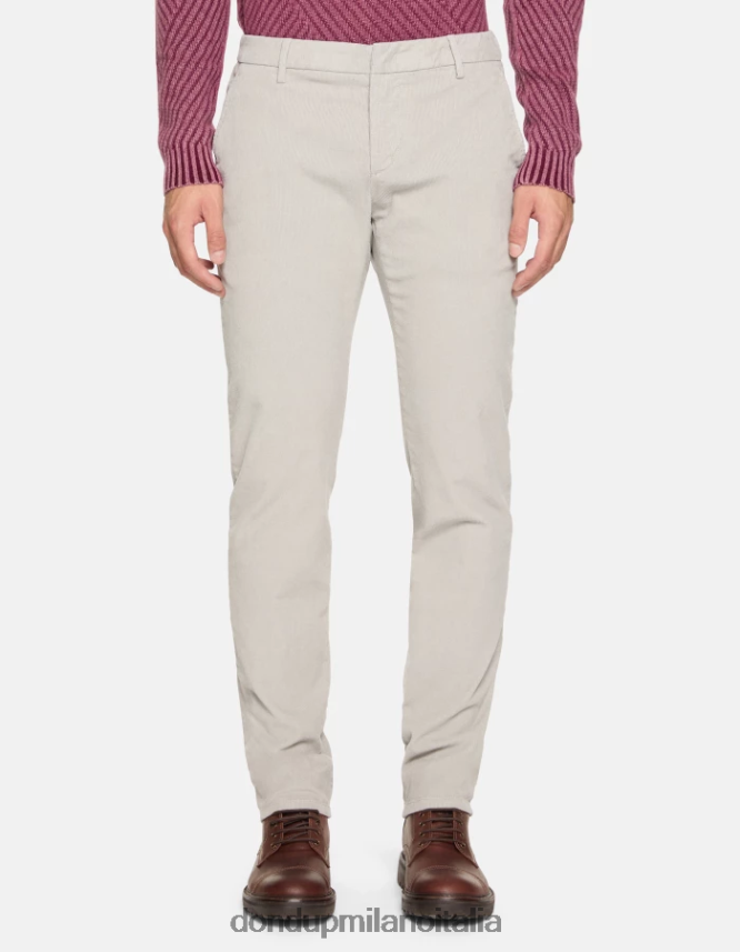 DONDUP hombres pantalones Spiritissimo de terciopelo regular fit vestir gris claro AZX2Z0718