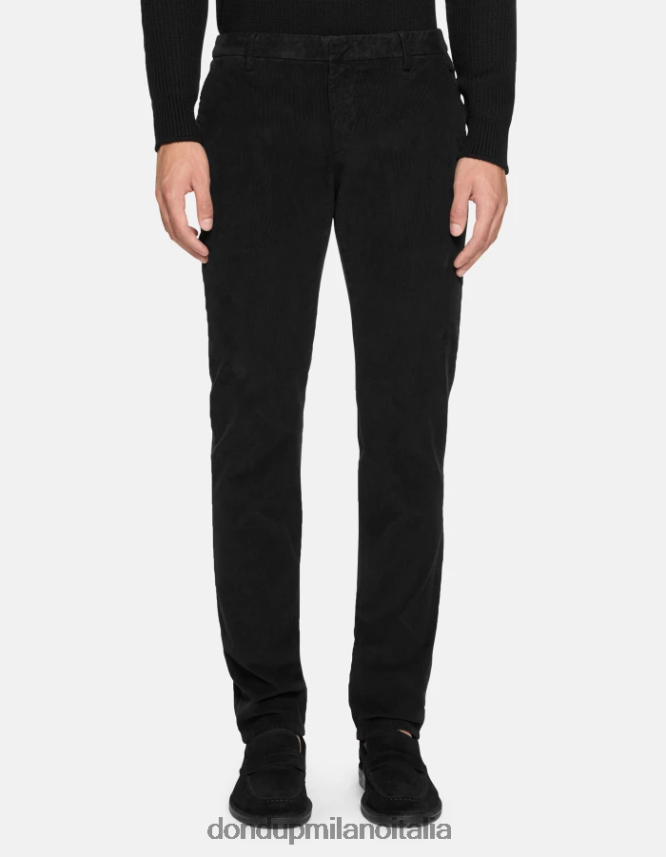 DONDUP hombres pantalones Spiritissimo de terciopelo regular fit vestir negro AZX2Z0721