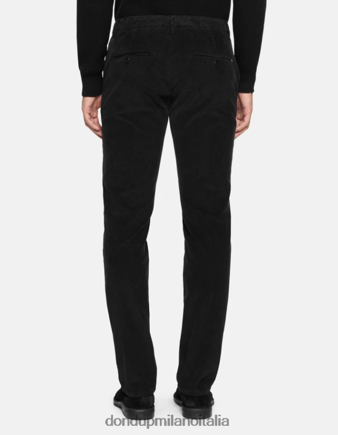 DONDUP hombres pantalones Spiritissimo de terciopelo regular fit vestir negro AZX2Z0721