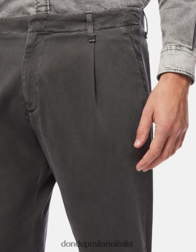 DONDUP hombres pantalones ben carrot fit de algodón vestir humo AZX2Z0680