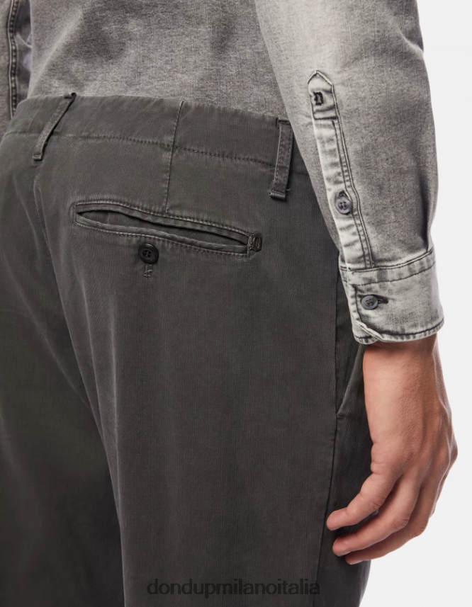 DONDUP hombres pantalones ben carrot fit de algodón vestir humo AZX2Z0680