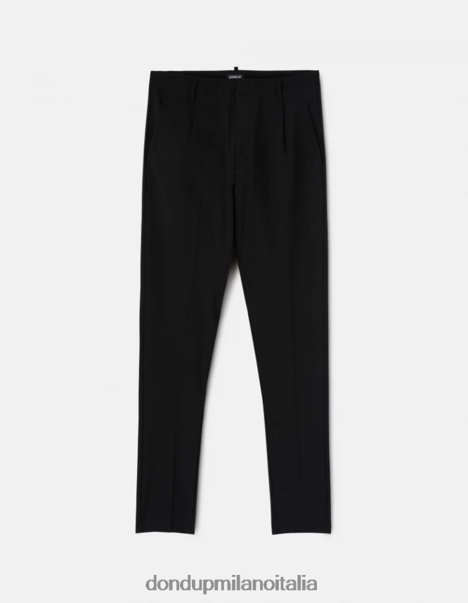 DONDUP hombres pantalones ben carrot fit de lana vestir negro AZX2Z0706