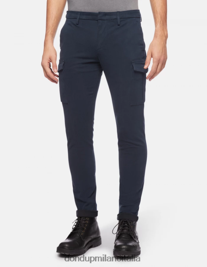 DONDUP hombres pantalones eddy slim de algodón vestir Azul marino AZX2Z0789