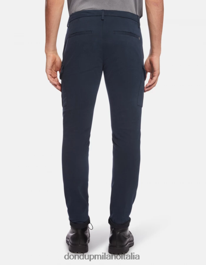 DONDUP hombres pantalones eddy slim de algodón vestir Azul marino AZX2Z0789