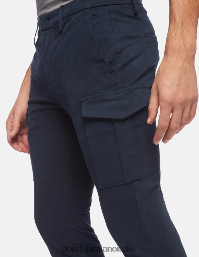 DONDUP hombres pantalones eddy slim de algodón vestir Azul marino AZX2Z0789